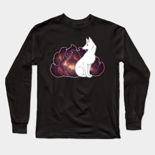 Nine Tails of Space Clouds - Galaxy Kitsune Long Sleeve T-Shirt